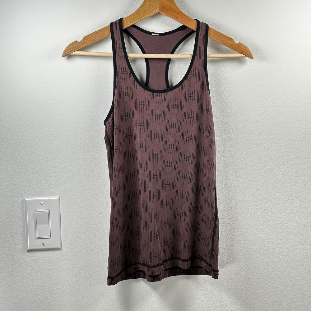 Lululemon Women's Cool Racerback Tank Geometric Plum Black Sz 4 Est Athleisure